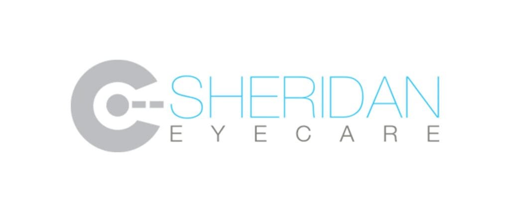 Sheridan Eyecare logo with a grey circular symbol on the left and “SHERIDAN EYECARE” text in blue and grey on a white background.