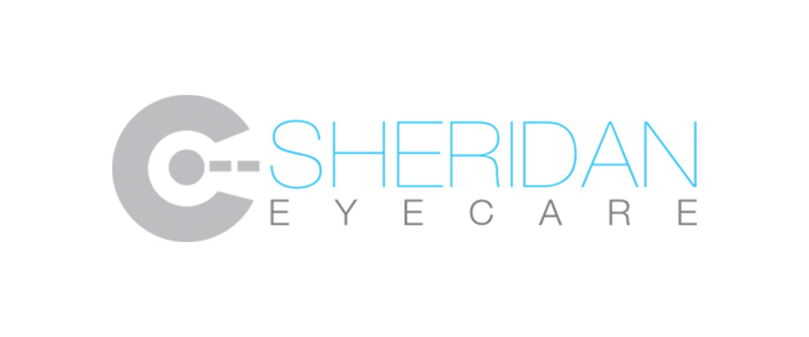 Sheridan Eyecare logo with a grey circular symbol on the left and “SHERIDAN EYECARE” text in blue and grey on a white background.