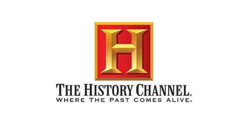 Home The image shows the History Channel logo, featuring a gold “H” on a red and gold square, with the word "HISTORY" in black text to the right.