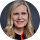Home Portrait of a woman with long blonde hair, wearing a black top and smiling, set against a dark circular background, perfect for showcasing NYC Web Design and SEO professionals.
